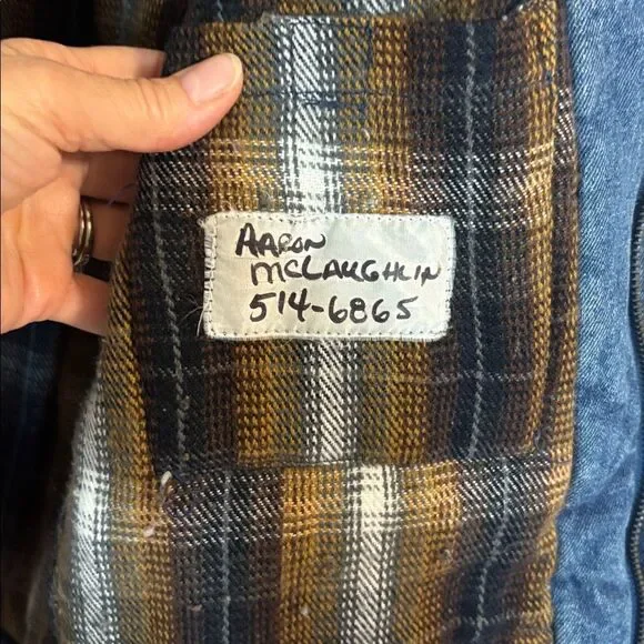 Warm Denim Jacket with Beige Corduroy Collar, XS - Picture 13 of 13